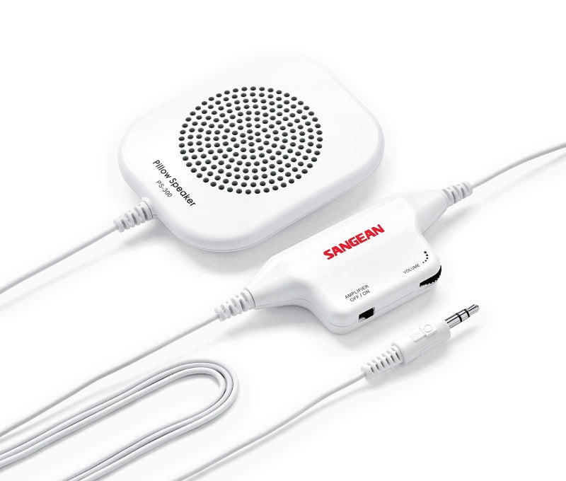 SANGEAN سماعة وسادة سانجيان PS-300 مع تحكم في مستوى الصوت ومكبر صوت (أبيض) - Image 4